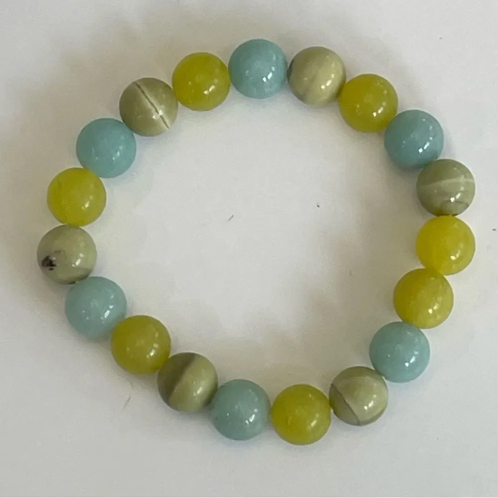 Beaded Polished Round Multi-Gemstone Stretch Bracelet Chakra Chic Bohemian Party